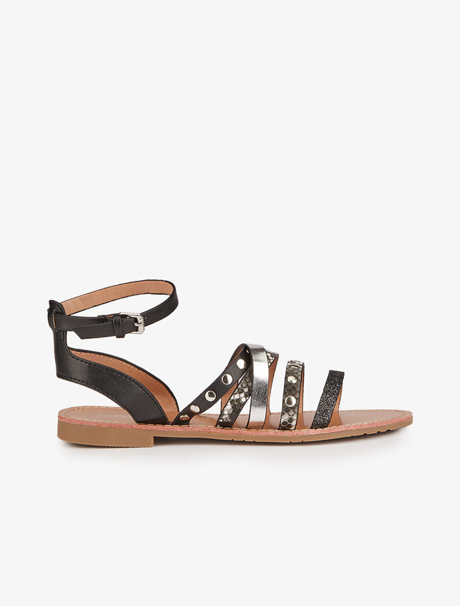 Nu-pieds multi brides stylisées - Noir - 3