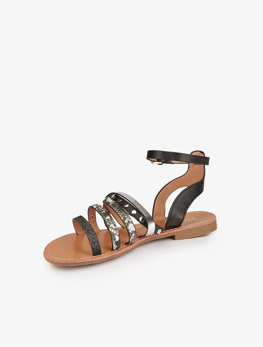 Nu-pieds multi brides stylisées - Noir - 4