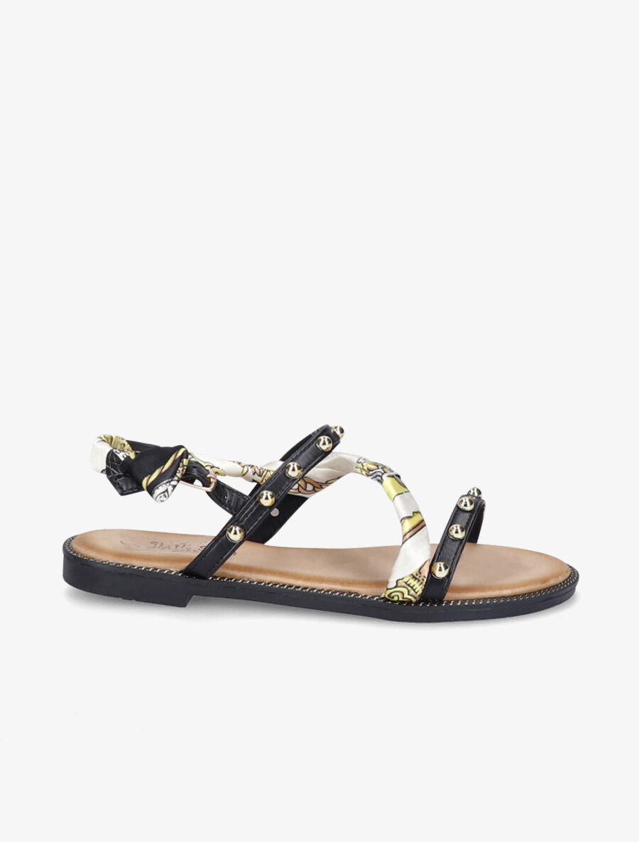 Nu-pieds à clous et foulard - Noir - 3