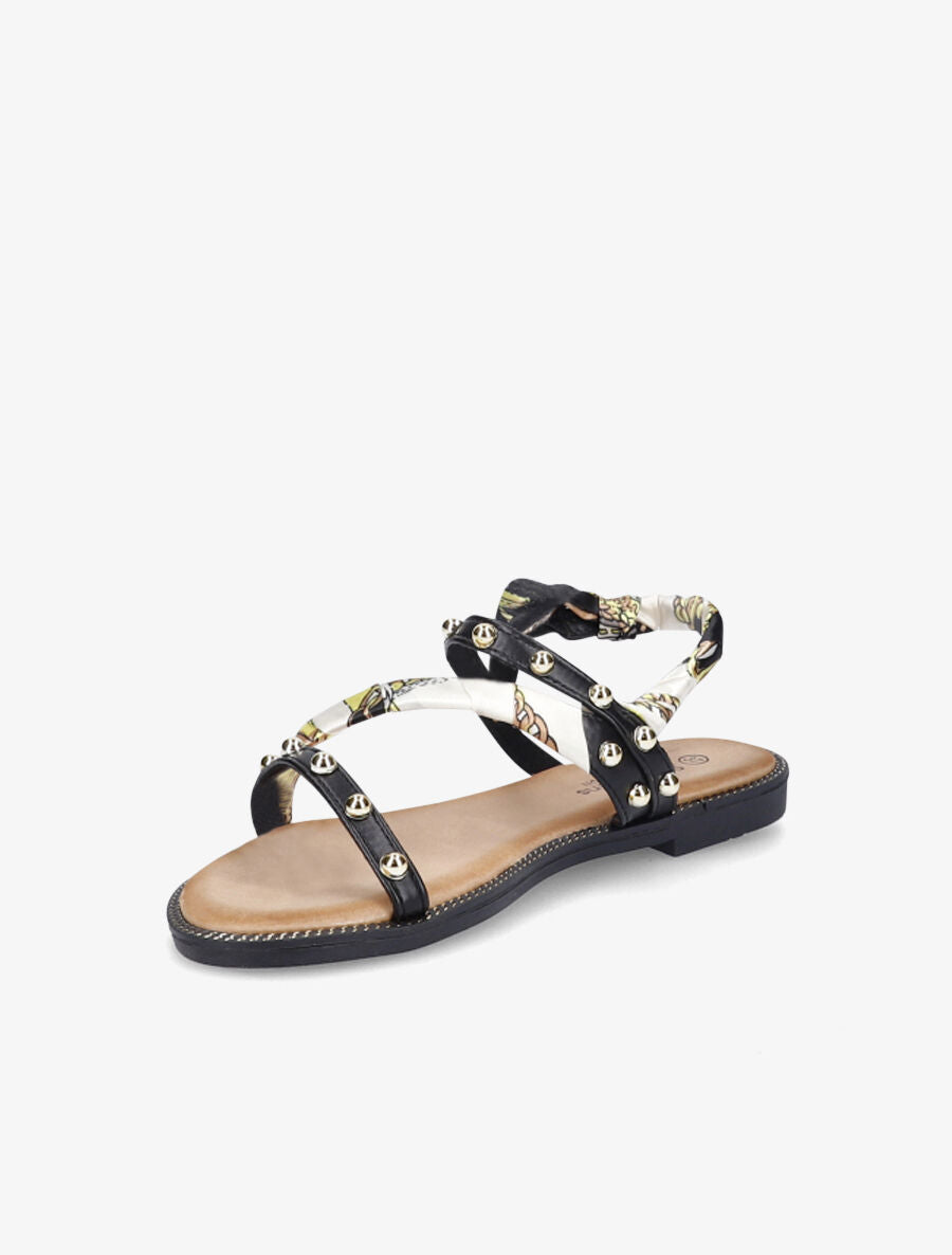 Nu-pieds à clous et foulard - Noir - 4