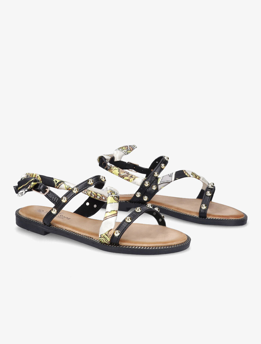 Nu-pieds à clous et foulard - Noir - 5