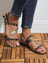 Nu-pieds à clous et foulard - Noir - 1