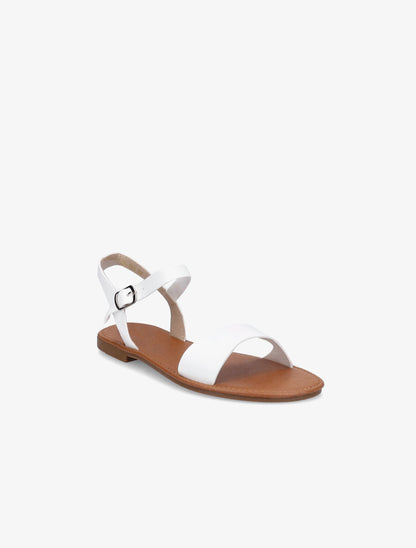 Nu-pieds basiques en simili - Blanc - 5