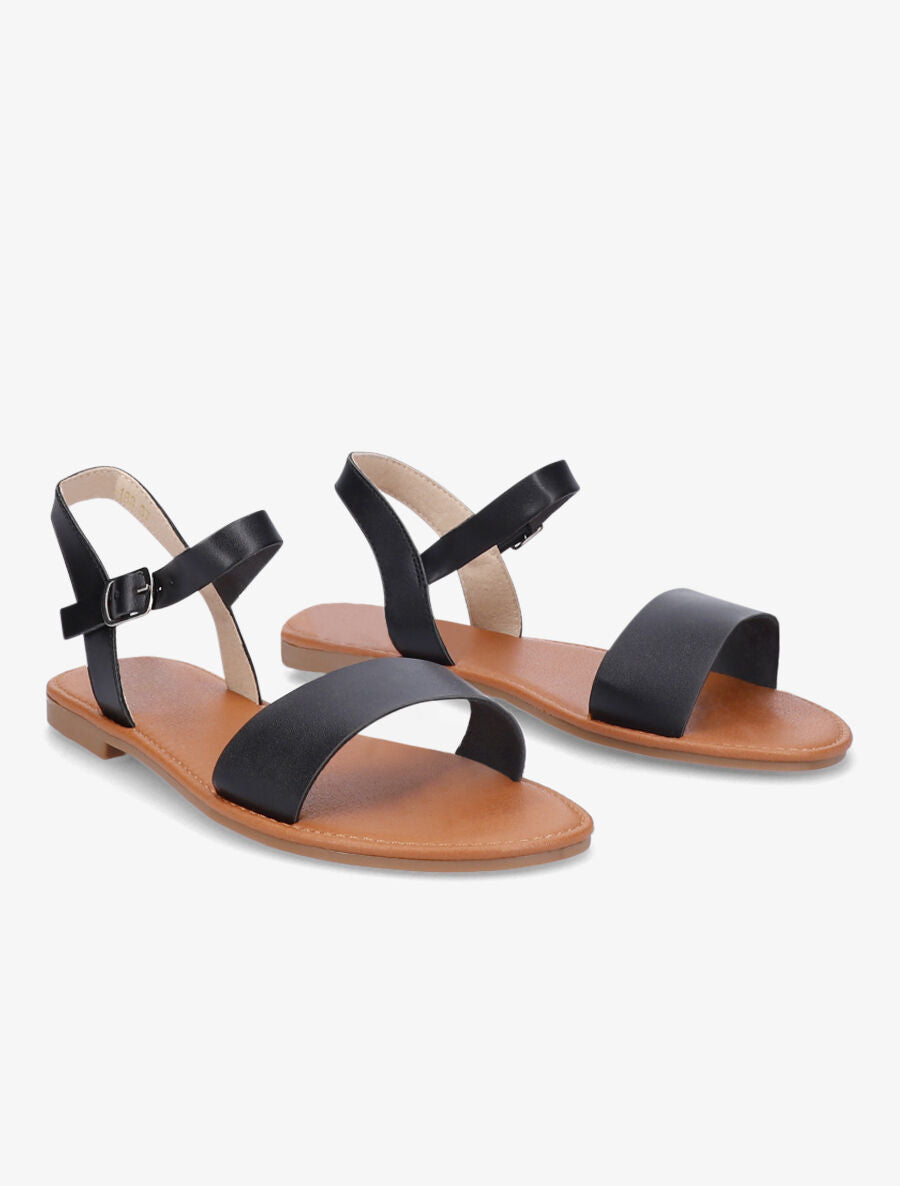 Nu-pieds basiques en simili - Noir - 5