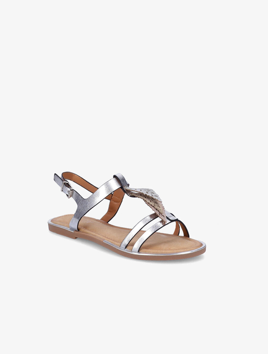 Nu-pieds métallisés à feuilles - Argent - 1