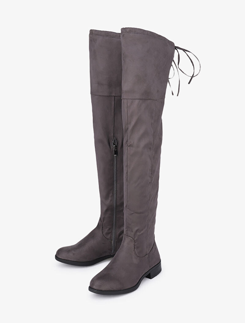 Cuissardes plates en suédine - Gris foncé - 5