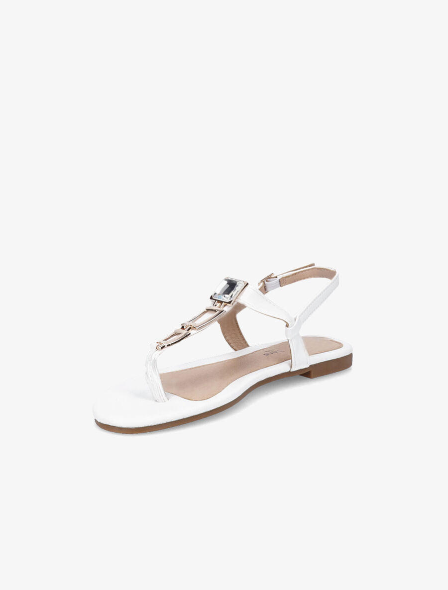 Nu-pieds en simili à bijou - Blanc - 3