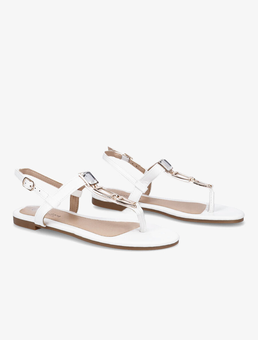 Nu-pieds en simili à bijou - Blanc - 4