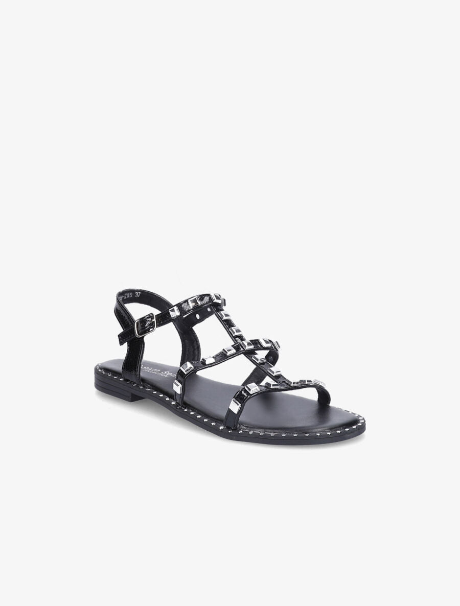 Nu-pieds effet python à clous - Noir - 6