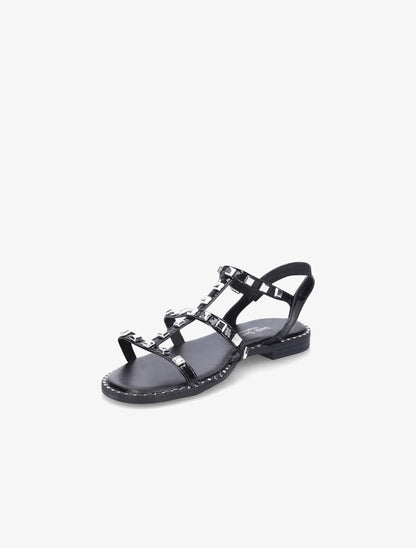 Nu-pieds effet python à clous - Noir - 4