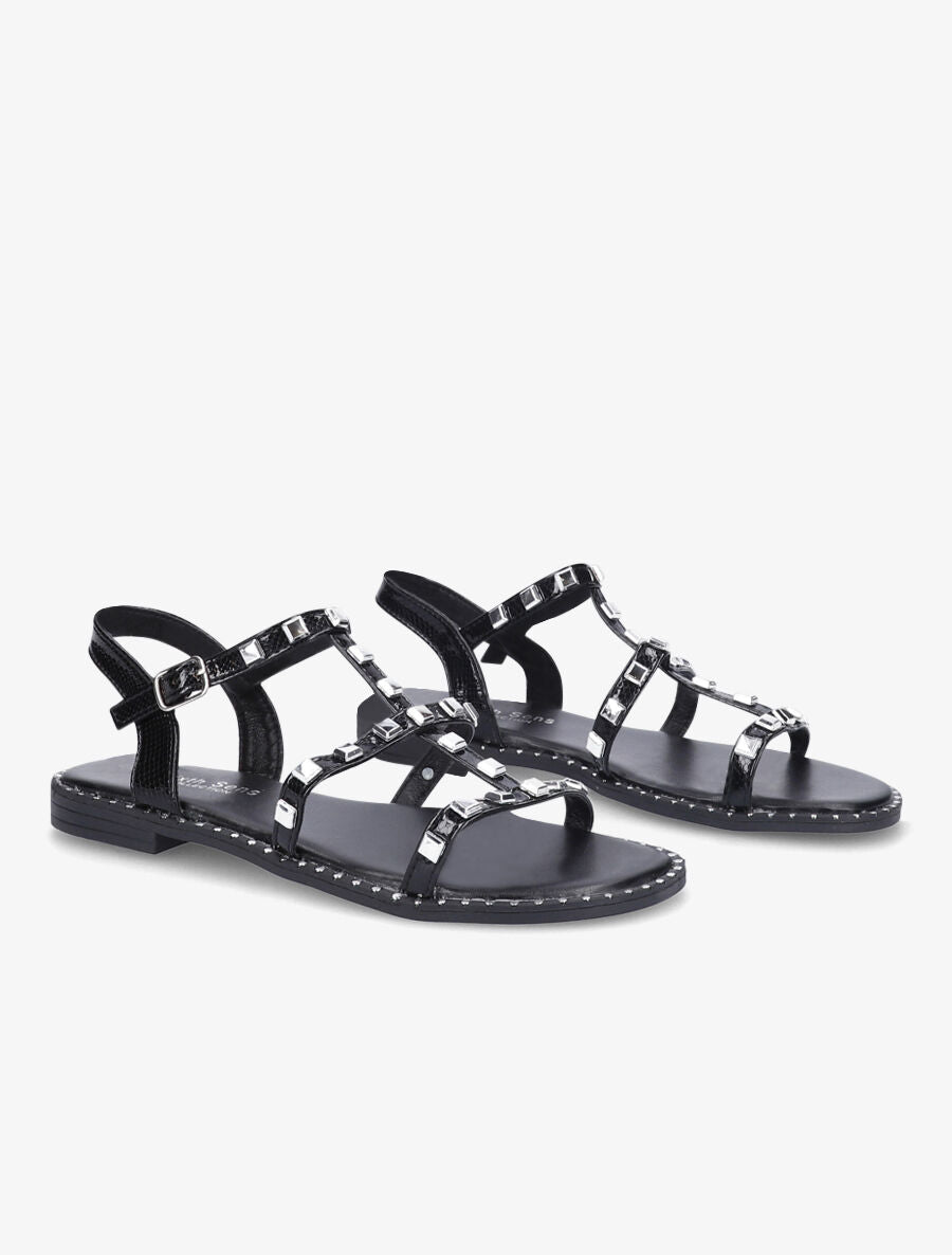 Nu-pieds effet python à clous - Noir - 5