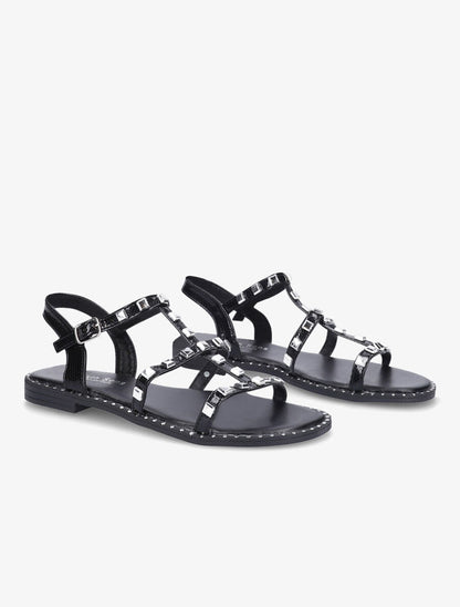 Nu-pieds effet python à clous - Noir - 5