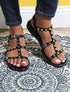 Nu-pieds effet python à clous - Noir - 1