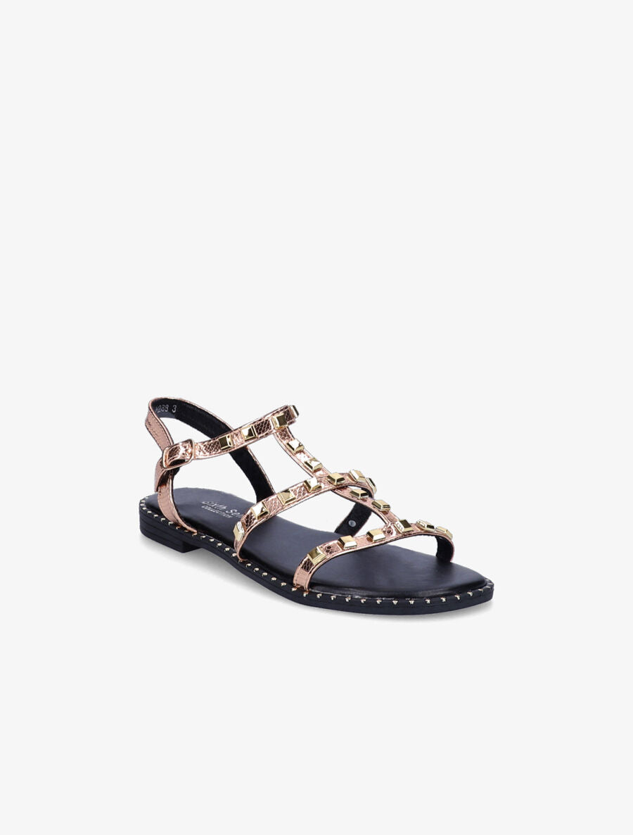 Nu-pieds effet python à clous - Rose gold - 2