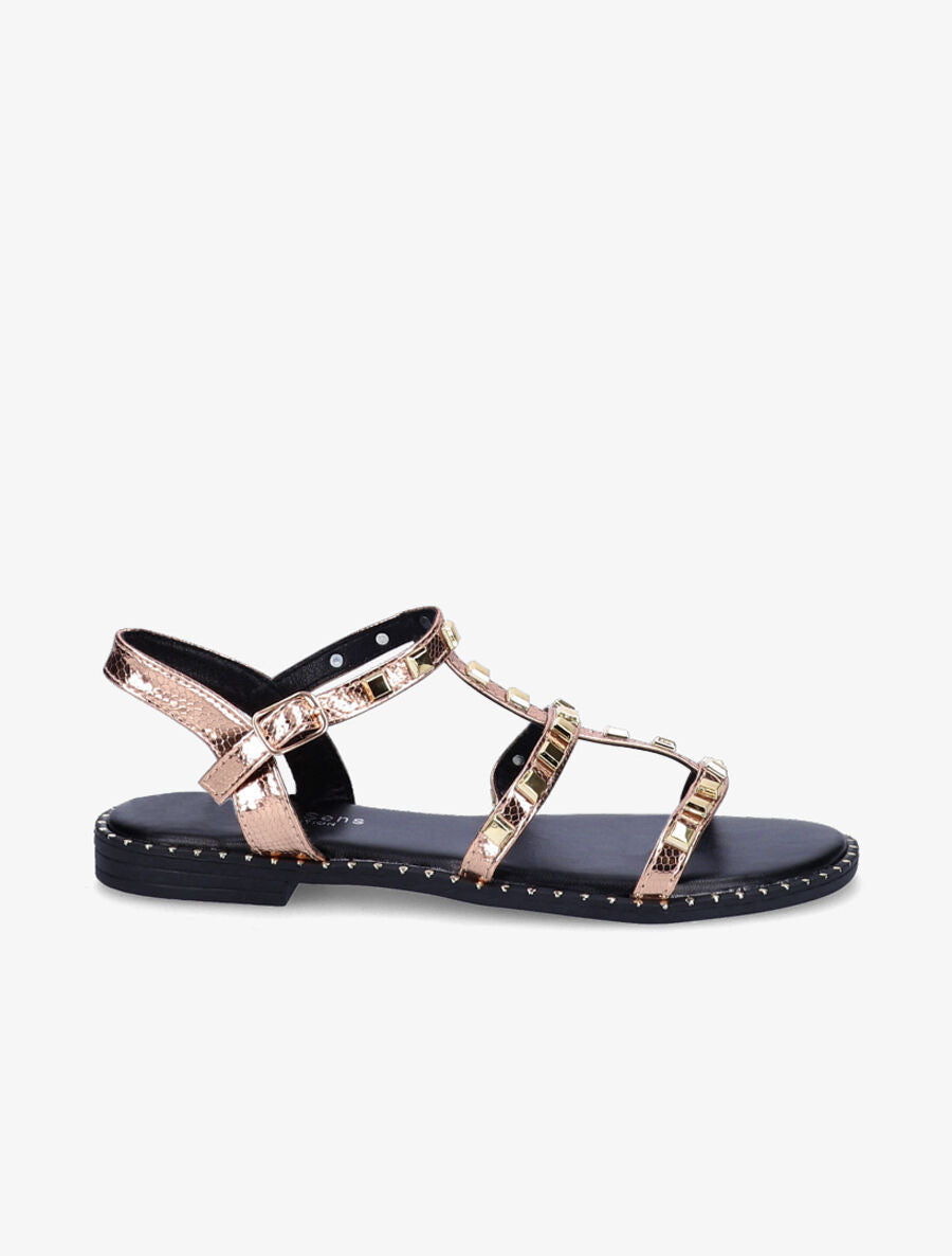 Nu-pieds effet python à clous - Rose gold - 3