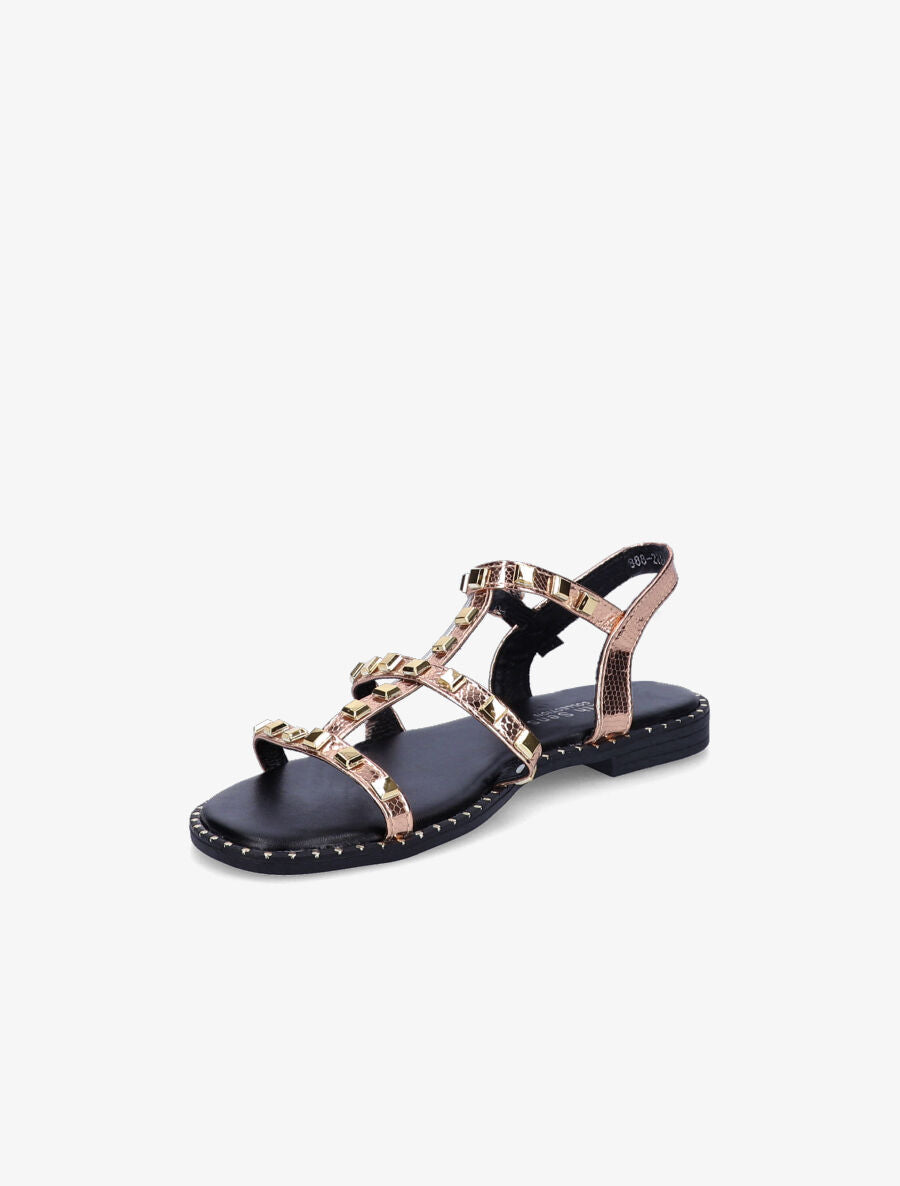 Nu-pieds effet python à clous - Rose gold - 4