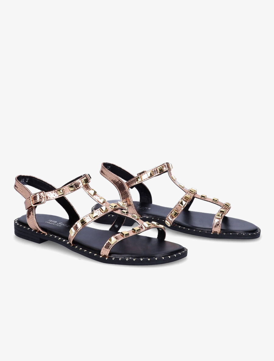 Nu-pieds effet python à clous - Rose gold - 5
