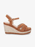 Sandales à talon compensé en raphia irisé - Camel - 5