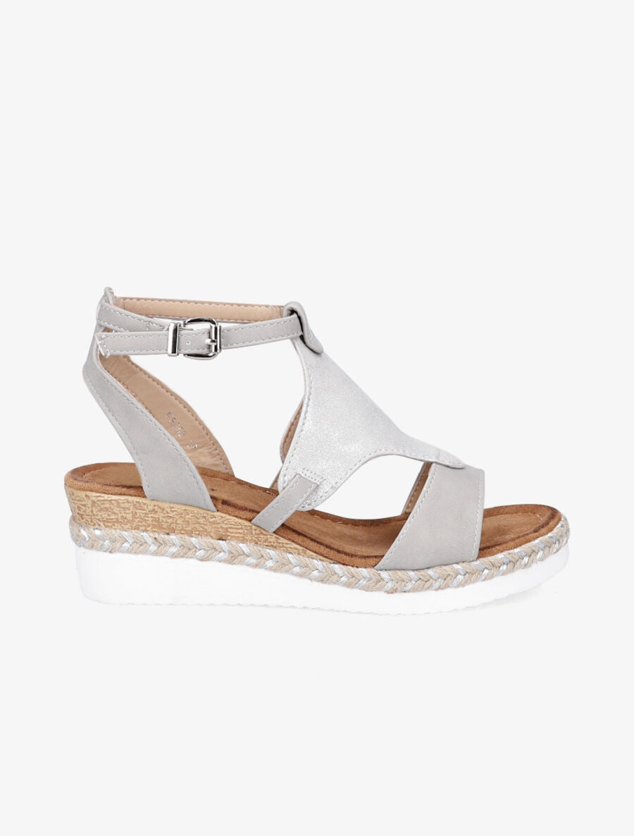 Sandales compensées à bride irisée - Argent - 5