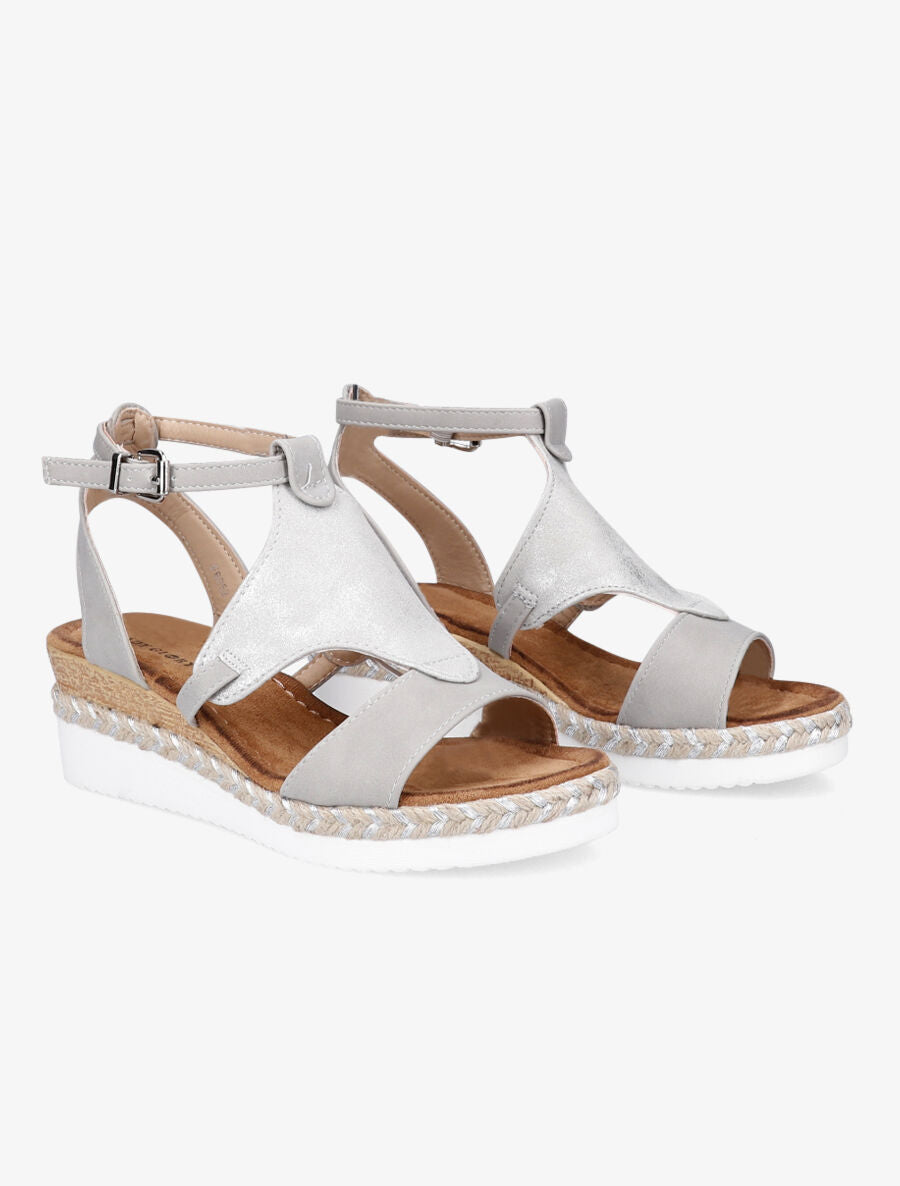 Sandales compensées à bride irisée - Argent - 4