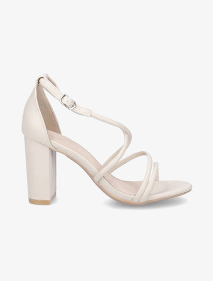 Sandales en simili à brides et ganses fines - Beige - 1