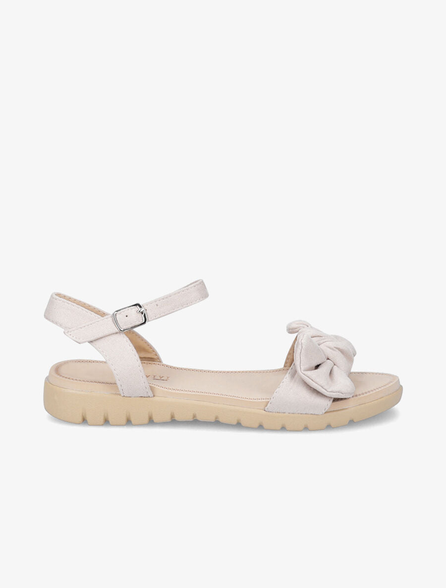 Nu-pieds à noeud en suédine - Beige - 1