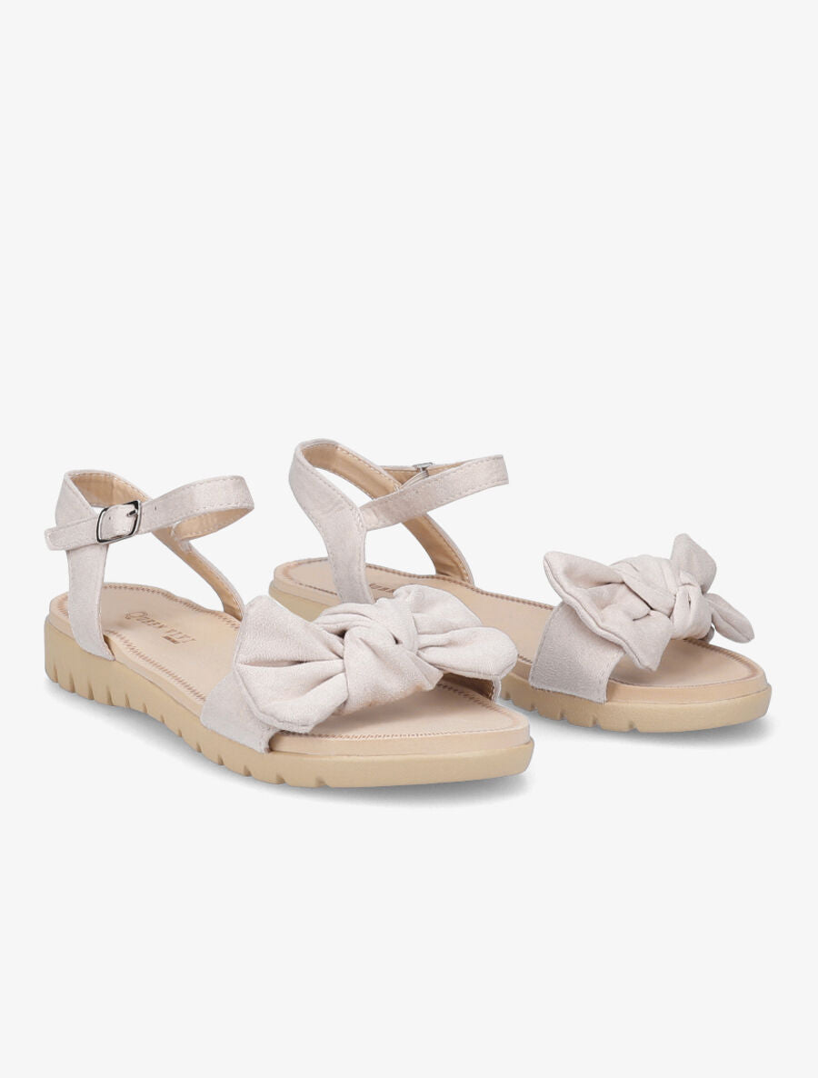 Nu-pieds à noeud en suédine - Beige - 4