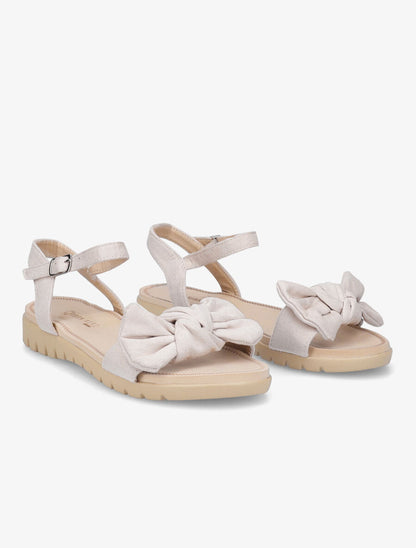 Nu-pieds à noeud en suédine - Beige - 4