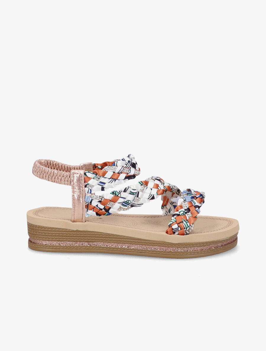 Nu-pieds tressés à strass et paillettes - Rose gold - 2