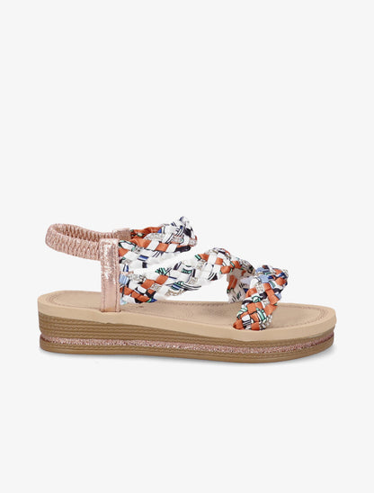 Nu-pieds tressés à strass et paillettes - Rose gold - 2
