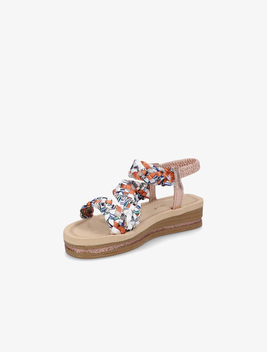 Nu-pieds tressés à strass et paillettes - Rose gold - 3