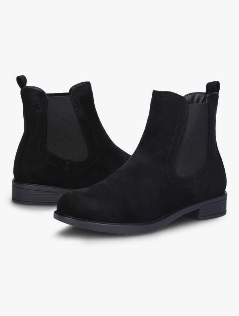 Bottines en suédine à chevilles élastiquées - Noir - 4