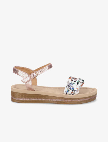 Nu-pieds tressés bi-matière à strass - Rose gold - 2
