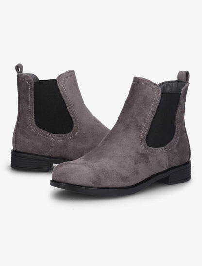 Bottines en suédine à chevilles élastiquées - Gris foncé - 4
