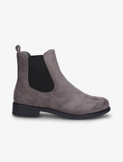 Bottines en suédine à chevilles élastiquées - Gris foncé - 1