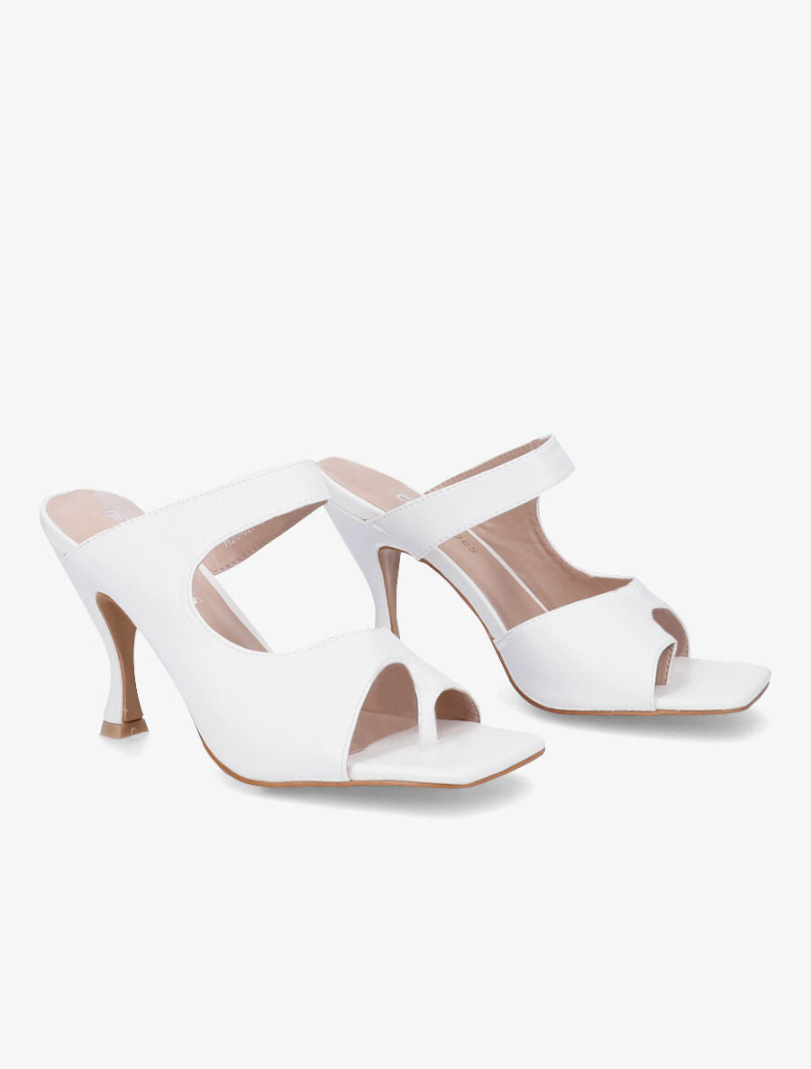 Mules asymétriques à entredoigt - Blanc - 4