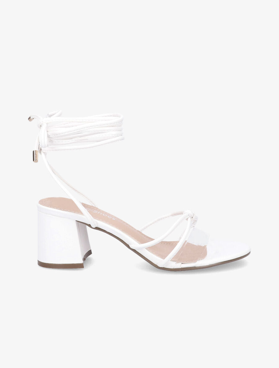 Sandales à lacets et ganses transparentes - Blanc - 4