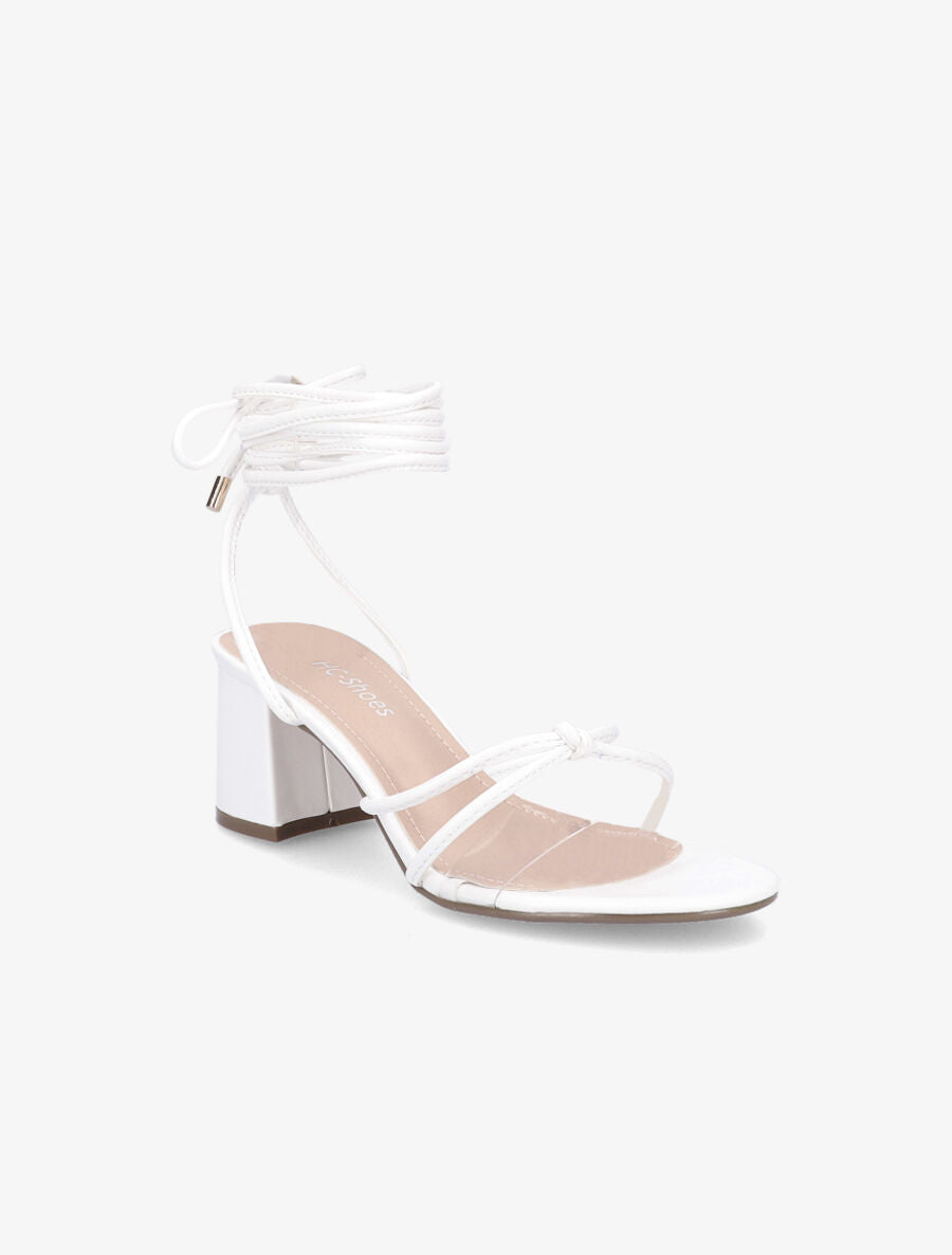 Sandales à lacets et ganses transparentes - Blanc - 2