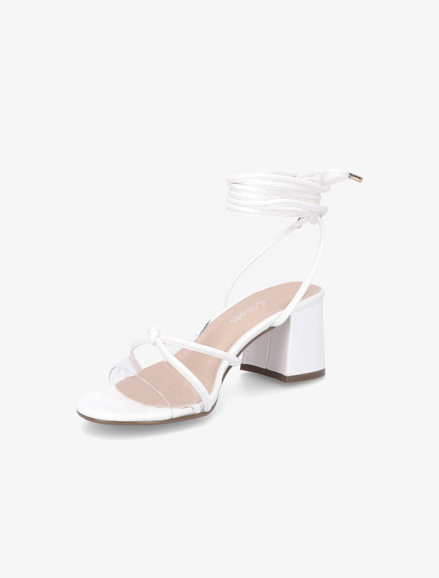 Sandales à lacets et ganses transparentes - Blanc - 3