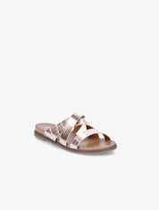 Mules croisées effet croco - Rose gold - 5