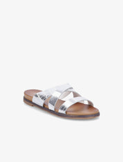 Mules croisées effet croco - Argent - 1
