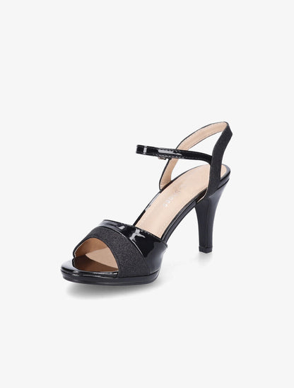 Sandales à ganses et brides pailletées - Noir - 3