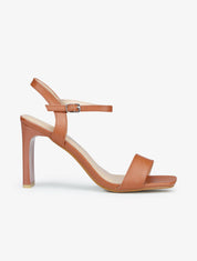 Sandales unies à talon entonnoir - Camel - 1