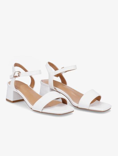Sandales classiques unies en simili - Blanc - 4