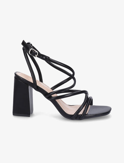 Sandales à ganses entrelacées et brides - Noir - 5