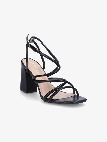 Sandales à ganses entrelacées et brides - Noir - 2