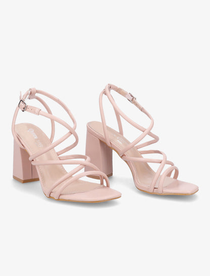 Sandales à ganses entrelacées et brides - Rose poudré - 5