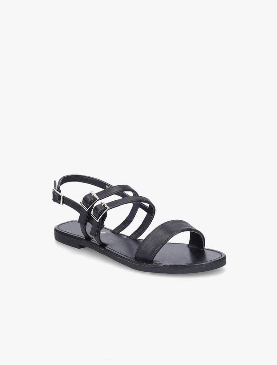 Nu-pieds en simili à triple brides - Noir - 3