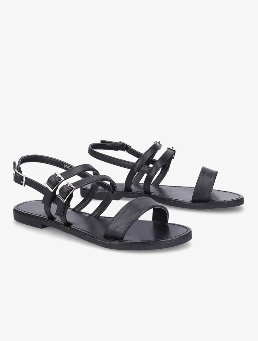 Nu-pieds en simili à triple brides - Noir - 5