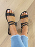 Nu-pieds en simili à triple brides - Noir - 1
